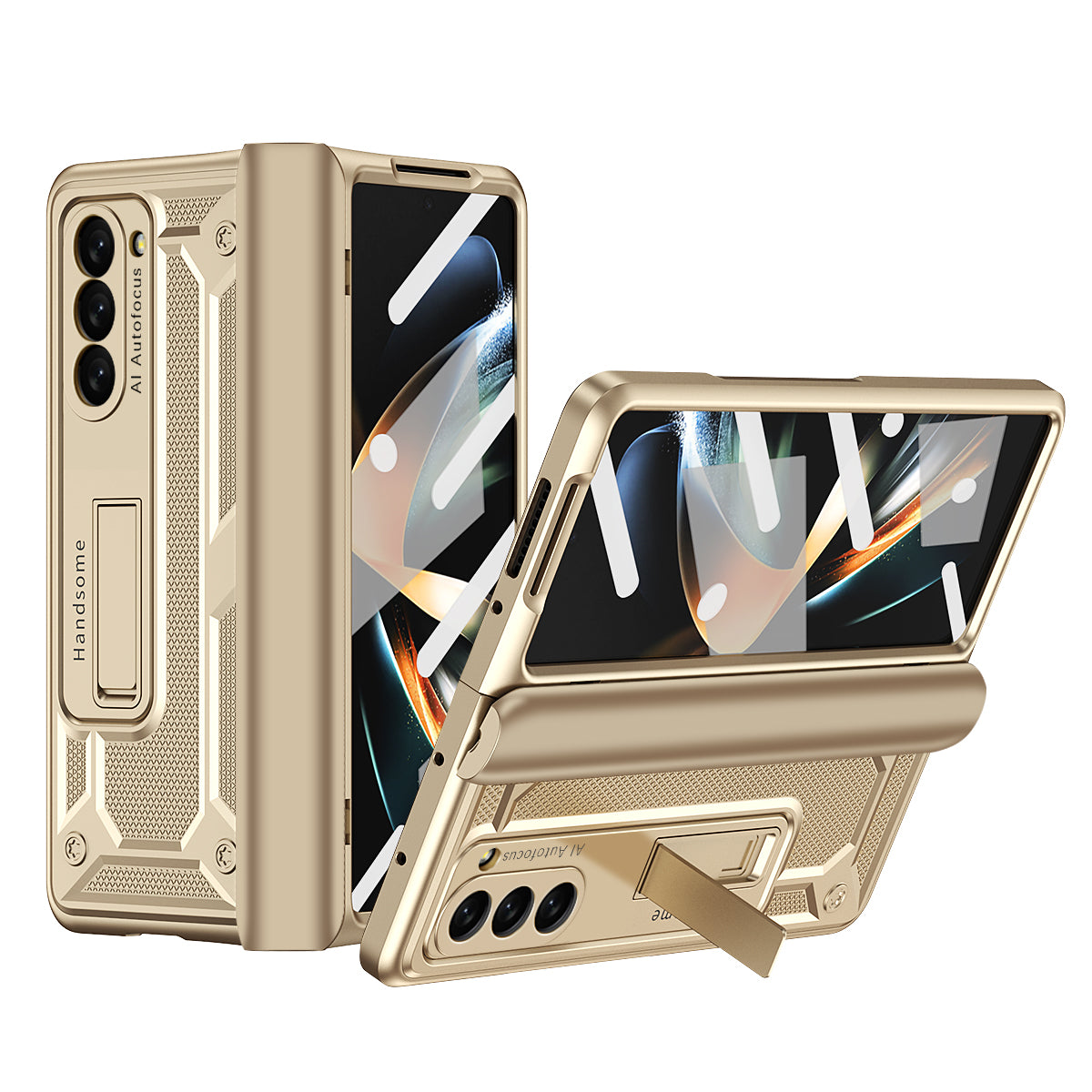 For Samsung Galaxy Z Fold5 5G Hard PC Hinge Protection Case Magnetic Kickstand Phone Cover with Tempered Glass Film For Samsung Galaxy Z Fold5 5G Hard PC Hinge Protection Case Magnetic Kickstand Phone Cover with Tempered Glass Film